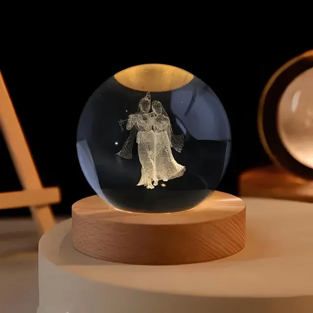 Radha Krishna Crystal Ball Night Lamp